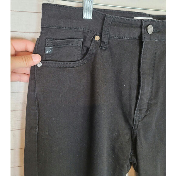 KANCAN SHARK BITE RAW HEM BUTTON FRONT JEANS IN BLACK, SZ 11/29 - Picture 3 of 11